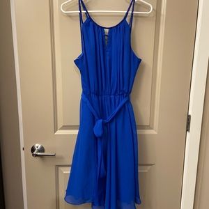 David’s bridal blue dress with beaded straps